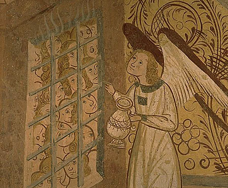 Angel helping souls in purgatory